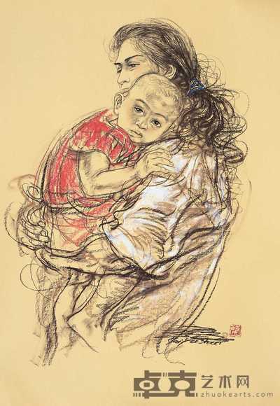 蔡玉水  母子图 镜心 79×55cm